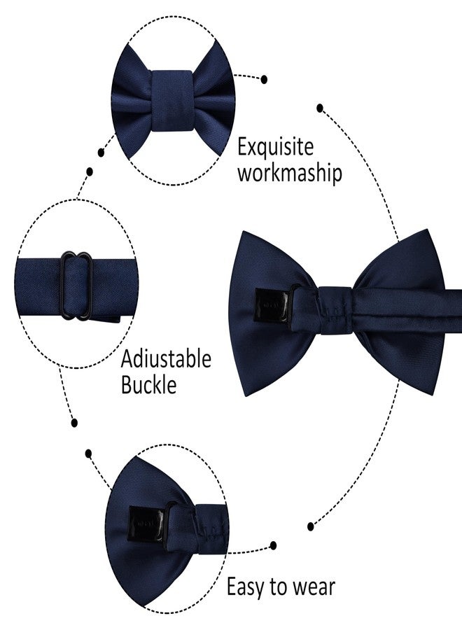 Branduce Navy Blue Bow Ties for Boys Pre Tied Toddler Bow Tie Adjustable Silk Blend Kids Bowties for Wedding Party (BB12-06) - Image 4